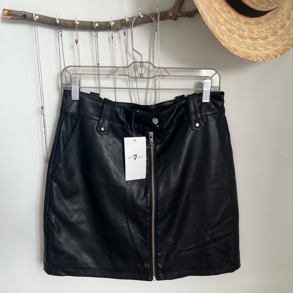 NWT 7 For All Mankind Leather Mink Skirt